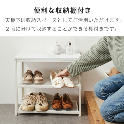 玄関ベンチ シューズラック 3段 ストーン調 幅50 収納ベンチ 玄関椅子 玄関収納 靴収納 靴入れ 腰掛け ベンチ 玄関スツール 収納スツール エントランスベンチ 靴棚