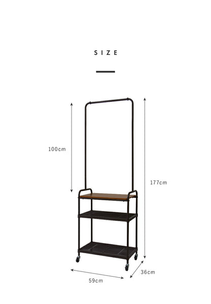 ヴィンテージ調 ハンガーラック スチールラック スチール製 木製 ハンガー ラック 収納 ワードローブ コートハンガー 洋服