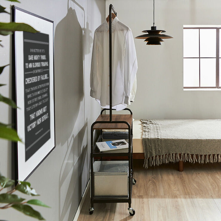 ヴィンテージ調 ハンガーラック スチールラック スチール製 木製 ハンガー ラック 収納 ワードローブ コートハンガー 洋服