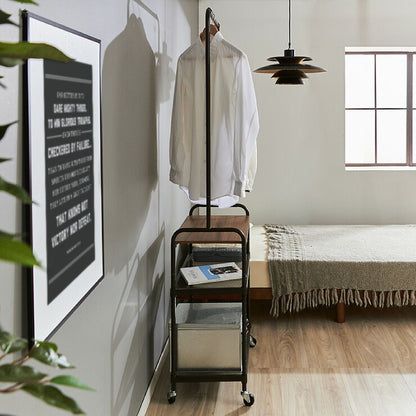 ヴィンテージ調 ハンガーラック スチールラック スチール製 木製 ハンガー ラック 収納 ワードローブ コートハンガー 洋服