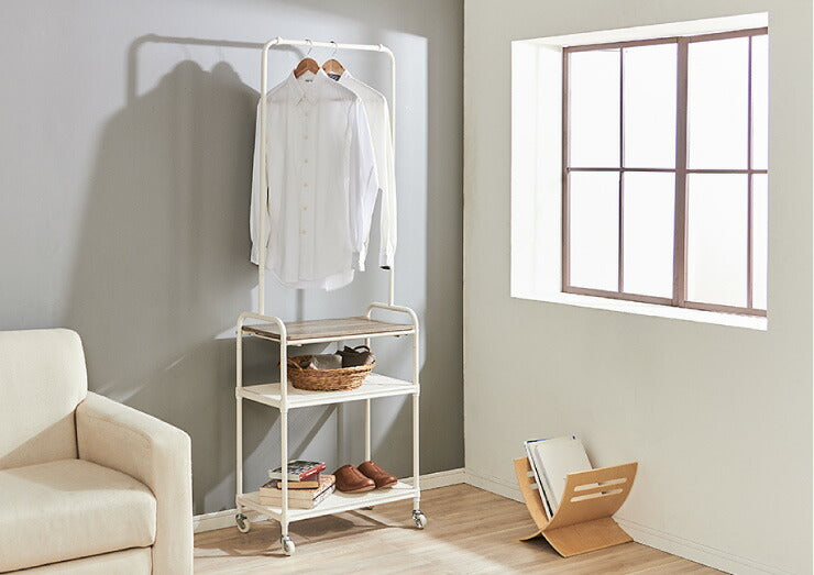 ヴィンテージ調 ハンガーラック スチールラック スチール製 木製 ハンガー ラック 収納 ワードローブ コートハンガー 洋服