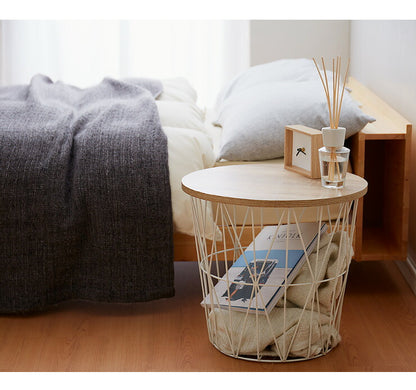 ヴィンテージ調 ワイヤーサイドテーブル サイドテーブル ワイヤーバスケット 収納 テーブル コーヒーテーブル かご バスケット