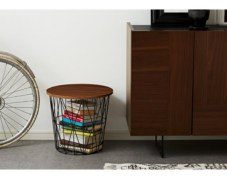 ヴィンテージ調 ワイヤーサイドテーブル サイドテーブル ワイヤーバスケット 収納 テーブル コーヒーテーブル かご バスケット