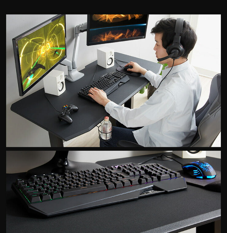 ガス圧昇降式ゲーミングデスク 幅120cm 奥行60cm ミドルタイプ