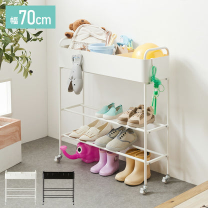 キャスター付き お片付けラック 3段 玄関収納ラック シューズラック おもちゃ収納 靴収納 プランタースタンド ボールスタンド おもちゃ 部活道具 子ども スチールラック