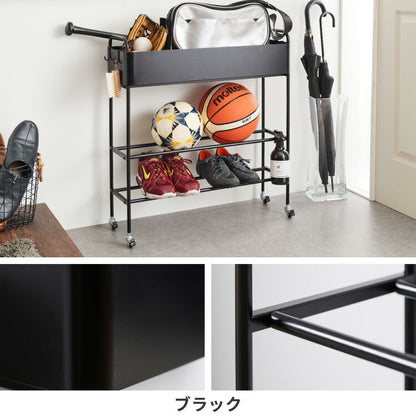 キャスター付き お片付けラック 3段 玄関収納ラック シューズラック おもちゃ収納 靴収納 プランタースタンド ボールスタンド おもちゃ 部活道具 子ども スチールラック