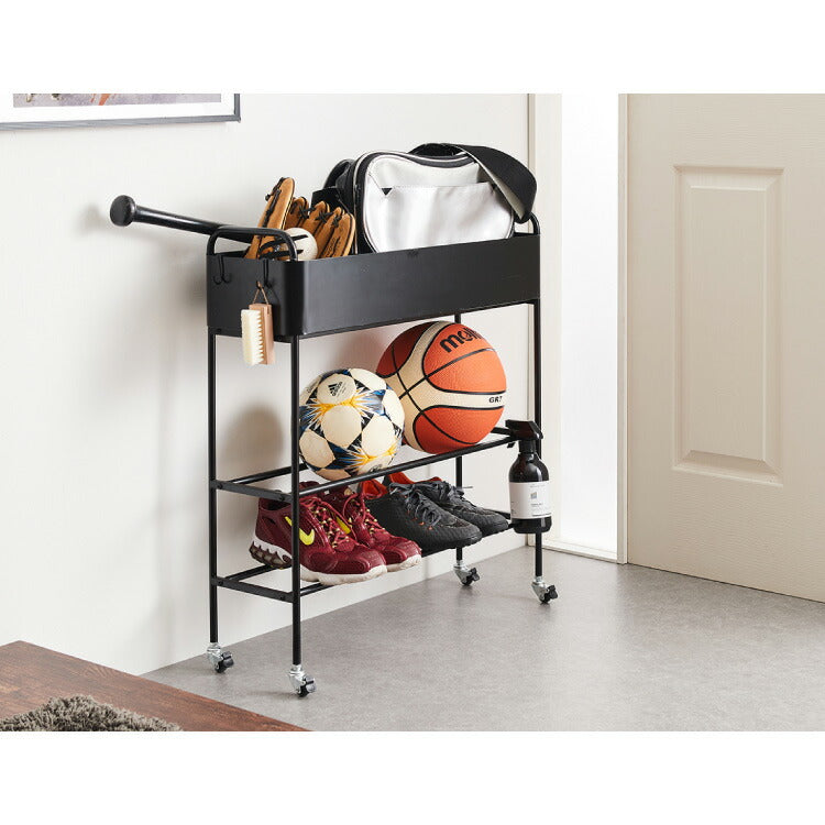 キャスター付き お片付けラック 3段 玄関収納ラック シューズラック おもちゃ収納 靴収納 プランタースタンド ボールスタンド おもちゃ 部活道具 子ども スチールラック