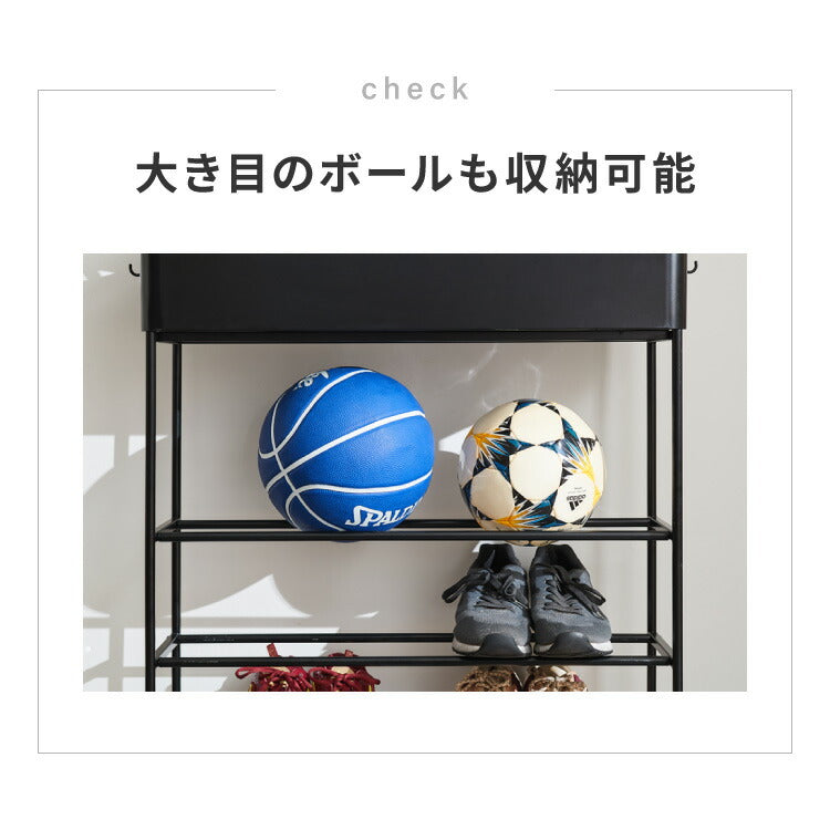 キャスター付き お片付けラック 3段 玄関収納ラック シューズラック おもちゃ収納 靴収納 プランタースタンド ボールスタンド おもちゃ 部活道具 子ども スチールラック