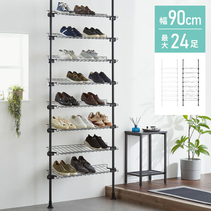 突っ張り シューズラック 8段 スリム 省スペース 棚自由自在 下駄箱 スリム 玄関収納 薄型 靴 靴箱 靴ラック 省スペース 壁面収納 つっぱり 靴収納棚 突っ張り シューズ ラック