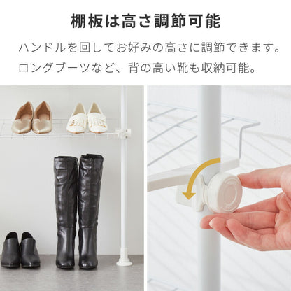 突っ張り シューズラック 8段 スリム 省スペース 棚自由自在 下駄箱 スリム 玄関収納 薄型 靴 靴箱 靴ラック 省スペース 壁面収納 つっぱり 靴収納棚 突っ張り シューズ ラック