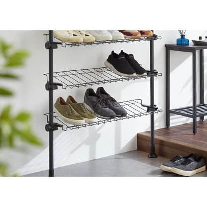 突っ張り シューズラック 8段 スリム 省スペース 棚自由自在 下駄箱 スリム 玄関収納 薄型 靴 靴箱 靴ラック 省スペース 壁面収納 つっぱり 靴収納棚 突っ張り シューズ ラック