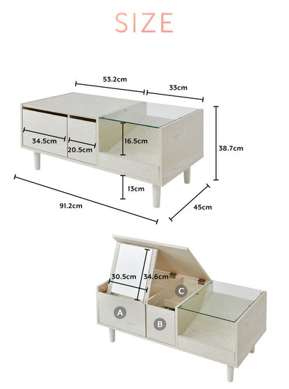 テーブルドレッサー ドレッサー ローテーブル センターテーブル テーブル ロータイプ 鏡台 メイク 化粧台 化粧 ミラー