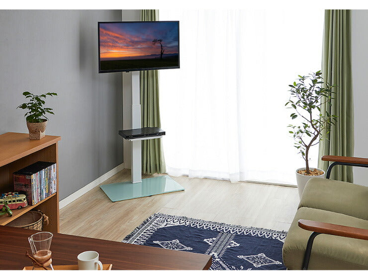 テレビスタンド 37~70型対応 壁寄せ テレビ テレビ台 背面収納 壁寄せテレビスタンド 棚付き ガラス おしゃれ テレビ会議