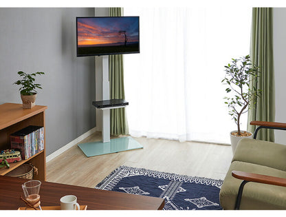 テレビスタンド 37~70型対応 壁寄せ テレビ テレビ台 背面収納 壁寄せテレビスタンド 棚付き ガラス おしゃれ テレビ会議