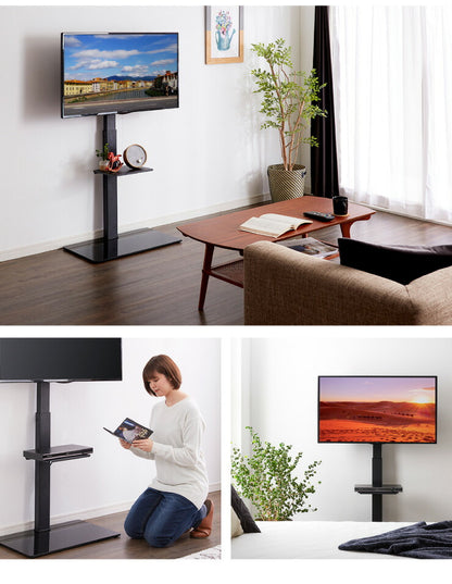 テレビスタンド 32~55型対応 壁寄せ テレビ テレビ台 背面収納 壁寄せテレビスタンド 棚付き ガラス おしゃれ テレビ会議
