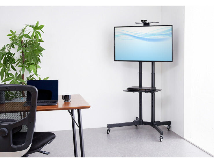 WEB会議用カメラ置き付き キャスター付きテレビスタンド 37~70型対応 高さ調整可能 壁寄せ テレビスタンド テレビ台 テレビ会議
