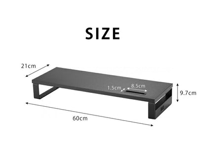 モニタースタンド USBポート3個口付き 幅60×奥行き21 モニター台 机上台 液晶モニター台 机上ラック 電話台