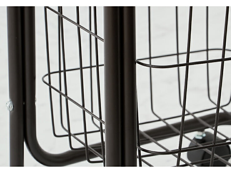 ワイヤーバスケット 3段 角形 洗濯かご キャスター付き ランドリーバスケット ランドリーラック ランドリーボックス バスケット