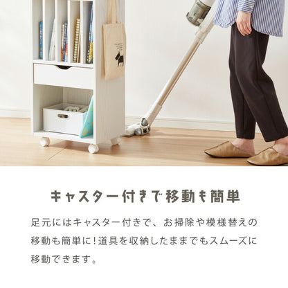 ランドセルラック 約幅40cm スリム コンパクト お片付けラック キャスター付き 引き出し フック 子供部屋 収納 シンプル ナチュラル キッズ収納 絵本棚 本棚 ランドセル 教科書 入学 新学期