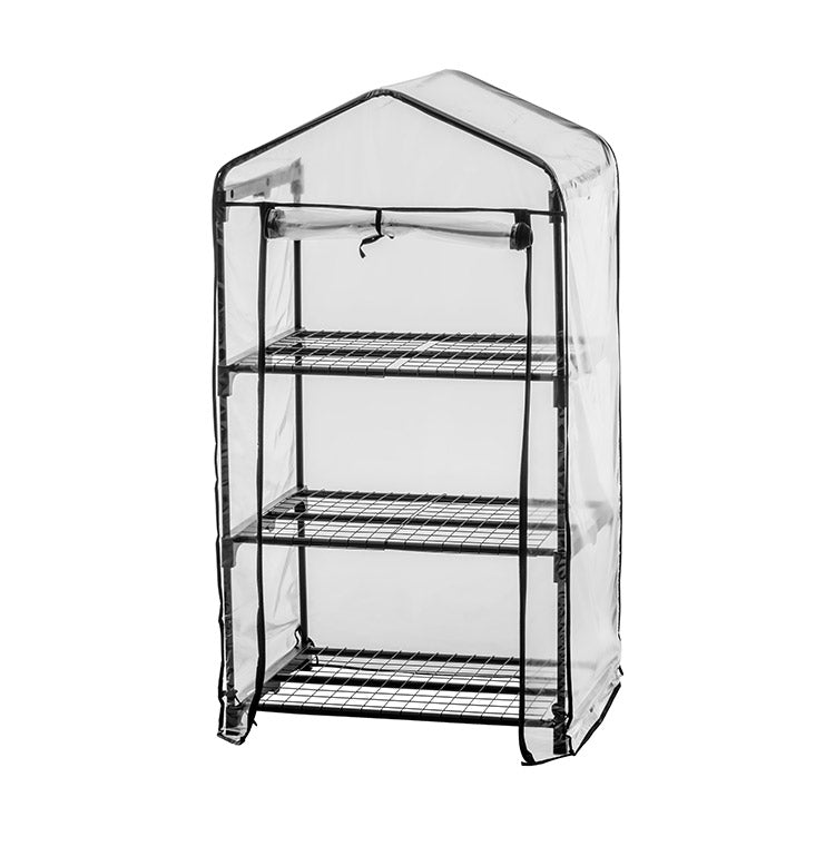 ビニール温室 3段 ブラック 組み立て簡単 工具不要 ビニール温室棚 3段ラック ビニールハウス フラワーラック ガーデンハウス フラワーハウス ラック ベランダ 家庭用 園芸 栽培 コンパクト 小型