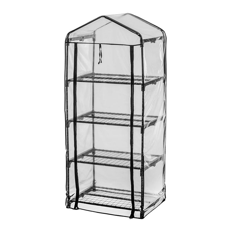 ビニール温室 4段 ブラック 組み立て簡単 工具不要 ビニール温室棚 4段ラック ビニールハウス フラワーラック ガーデンハウス フラワーハウス ラック ベランダ 家庭用 園芸 栽培 コンパクト 小型