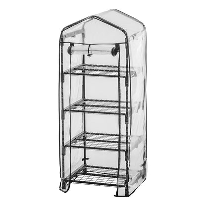 ビニール温室 4段 スリム ブラック 組み立て簡単 工具不要 ビニール温室棚 4段ラック スリムタイプ ビニールハウス フラワーラック ガーデンハウス フラワーハウス ラック ベランダ 家庭用