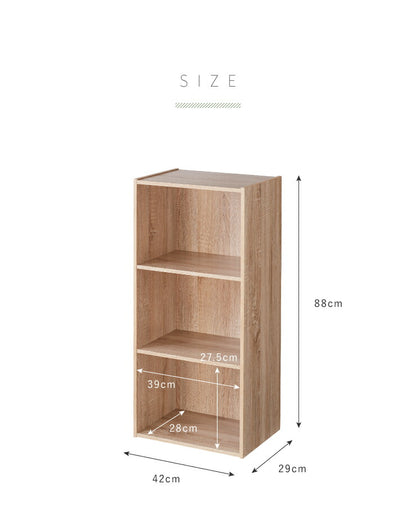 カラーボックス 3段 幅42cm 奥行29cm 高さ88cm 組立て簡単 工具不要 木目調 ブラウン ナチュラル シンプル 北欧 リビング 子供部屋 収納ボックス シェルフ ラック 棚 本棚 収納ケース (代引不可)