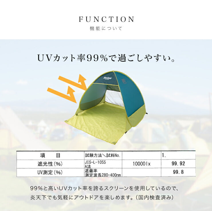 クイックエクスパンドサンシェード ミニ ワンタッチテント テント日よけ ポップアップテント フェス アウトドア