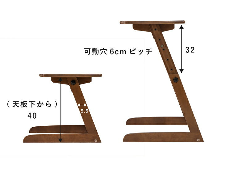 昇降式 サイドテーブル 高さ調節 昇降式 ベッドサイドテーブル パソコンデスク カフェテーブル 木製 ブラウン コンパクトデスク
