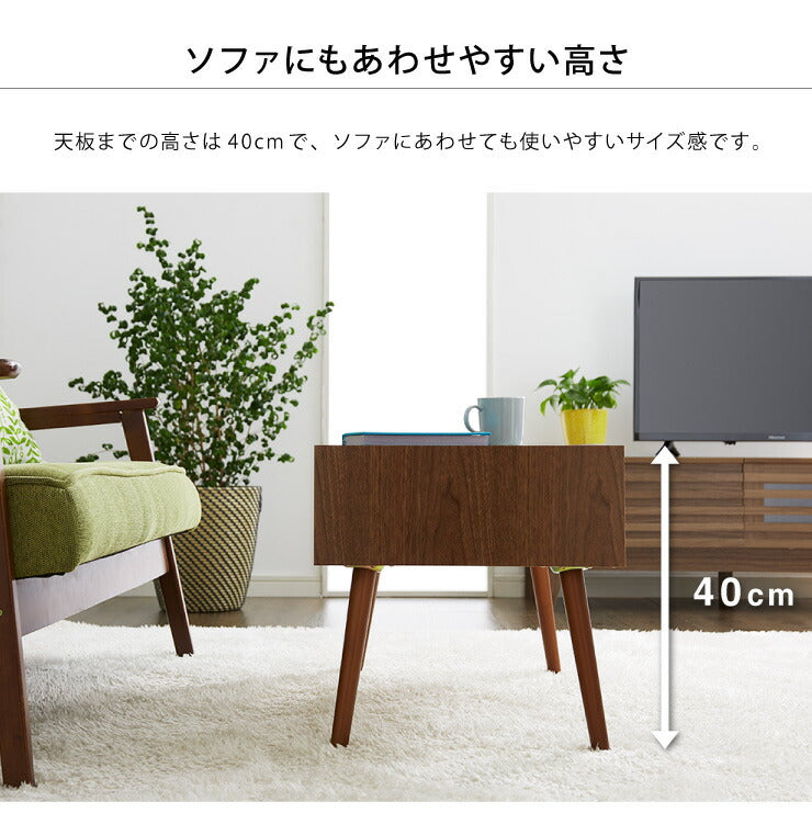 木製 カフェテーブル 引き出し付き 80×40 テーブル 収納 引き出し おしゃれ センターテーブル 長方形 天然木突板 ローテーブル