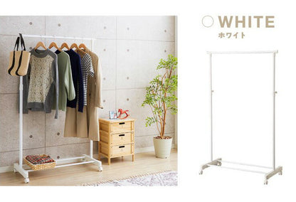 モノトーン ハンガーラック パイプハンガー シングル おしゃれ ブラック ホワイト キャスター 伸縮 パイプハンガーラック