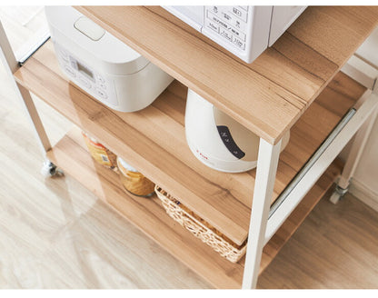 ヴィンテージ調 レンジ台ラック ハイタイプ コンセント キャスター付き 棚4段 スライド棚 アイアン レンジ台 レンジボード