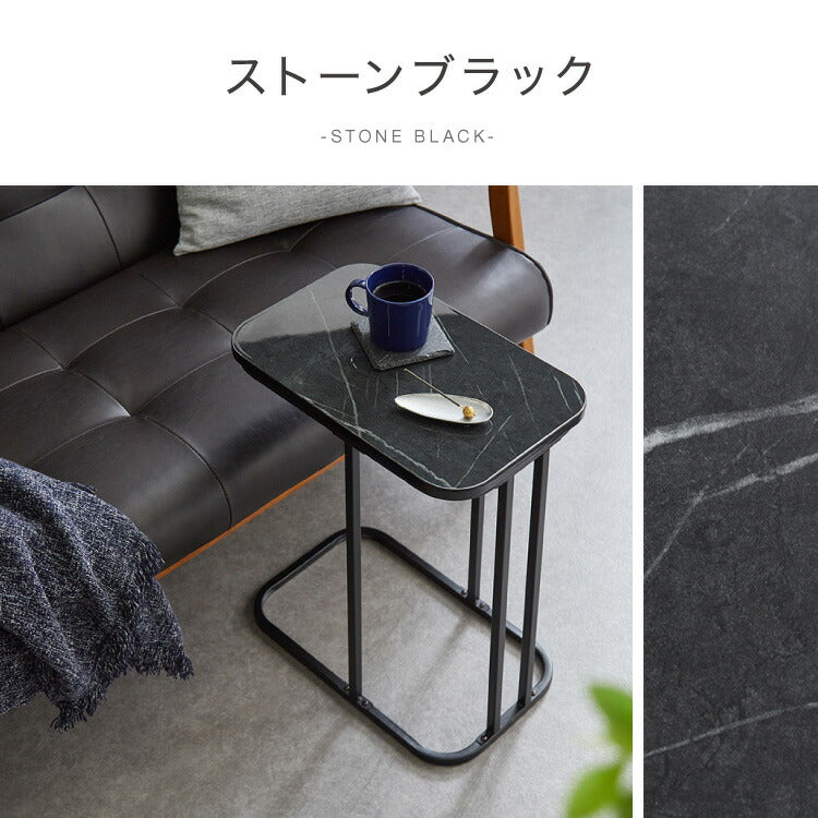 サイドテーブル スクエア 幅40cm 大理石風 鏡面 長方形 テーブル ミニテーブル ベッドサイド ナイトテーブル 棚 コの字型 ソファ横 韓国インテリア ベッド ソファ ベッドサイド テーブル ソファサイド