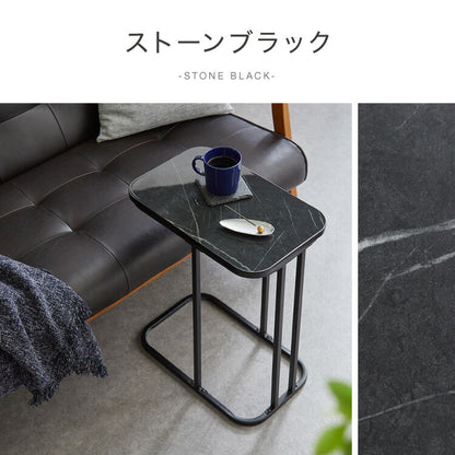 サイドテーブル スクエア 幅40cm 大理石風 鏡面 長方形 テーブル ミニテーブル ベッドサイド ナイトテーブル 棚 コの字型 ソファ横 韓国インテリア ベッド ソファ ベッドサイド テーブル ソファサイド