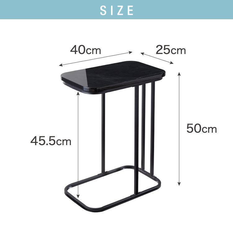 サイドテーブル スクエア 幅40cm 大理石風 鏡面 長方形 テーブル ミニテーブル ベッドサイド ナイトテーブル 棚 コの字型 ソファ横 韓国インテリア ベッド ソファ ベッドサイド テーブル ソファサイド