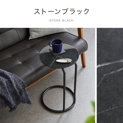 サイドテーブル ラウンド 直径30cm 大理石風 鏡面 円形 テーブル ミニテーブル ベッドサイド ナイトテーブル 棚 コの字型 ソファ横 韓国インテリア ベッド ソファ ベッドサイド テーブル ソファサイド