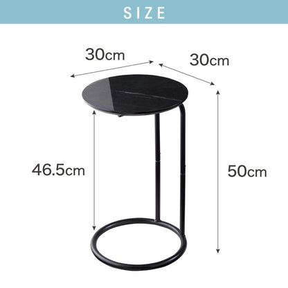 サイドテーブル ラウンド 直径30cm 大理石風 鏡面 円形 テーブル ミニテーブル ベッドサイド ナイトテーブル 棚 コの字型 ソファ横 韓国インテリア ベッド ソファ ベッドサイド テーブル ソファサイド