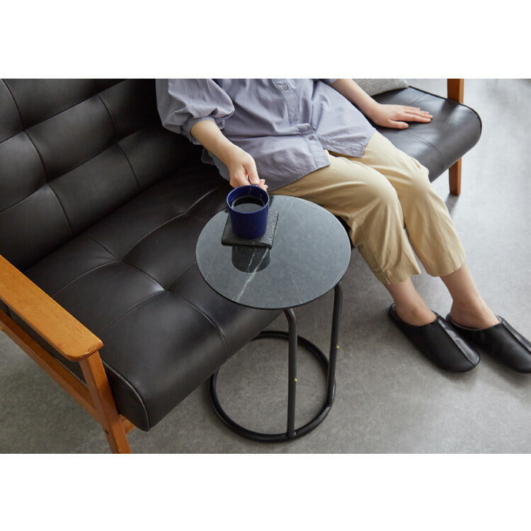 サイドテーブル ラウンド 直径30cm 大理石風 鏡面 円形 テーブル ミニテーブル ベッドサイド ナイトテーブル 棚 コの字型 ソファ横 韓国インテリア ベッド ソファ ベッドサイド テーブル ソファサイド