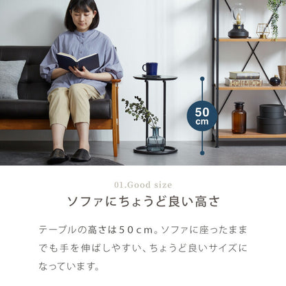 サイドテーブル ラウンド 直径30cm 大理石風 鏡面 円形 テーブル ミニテーブル ベッドサイド ナイトテーブル 棚 コの字型 ソファ横 韓国インテリア ベッド ソファ ベッドサイド テーブル ソファサイド