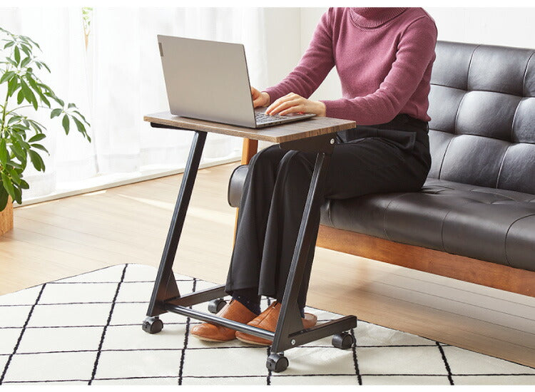 キャスター付き モバイルテーブル 高さ60cm サブデスク サブテーブル サイドテーブル 在宅勤務 在宅ワーク 自宅勤務 テレワーク コの字 ナイトテーブル ソファーテーブル