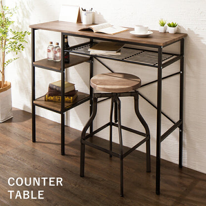 ヴィンテージ調 カウンターテーブル 収納 ハイテーブル バーテーブル バーカウンター 木製 テーブル おしゃれ ヴィンテージ