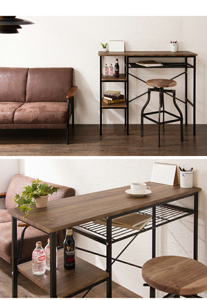 ヴィンテージ調 カウンターテーブル 収納 ハイテーブル バーテーブル バーカウンター 木製 テーブル おしゃれ ヴィンテージ