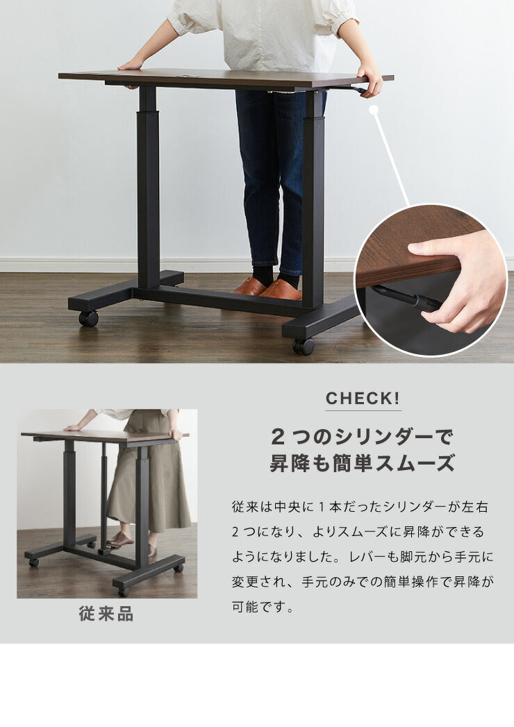 【在庫処分】ガス圧昇降デスク 昇降式テーブル 幅90 可動式 高さ調節 コンセント USB口 デスク テーブル スタンディングデスク オフィスデスク パソコンデスク PCデスク PCデスク 昇降