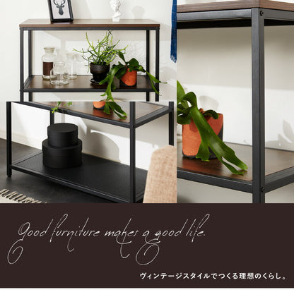 【在庫処分】ヴィンテージ調 スチールラック 4段 幅84.5cm 木製 スチール ラック シェルフ 本棚 オープンラック アイアンシェルフ 収納棚