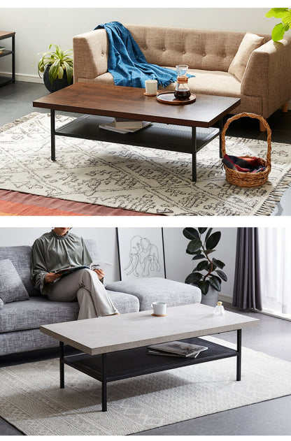 ローテーブル 幅120cm 長方形 収納棚 木目 アイアン ブラウン おしゃれ シンプル ヴィンテージ調 一人暮らし リビング センターテーブル テーブル リビングテーブル コーヒーテーブル 収納