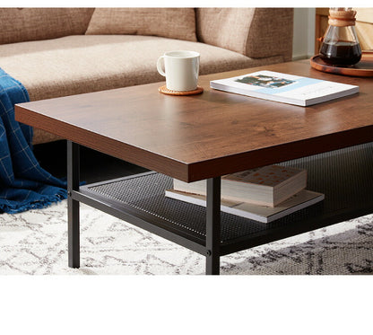 ローテーブル 幅120cm 長方形 収納棚 木目 アイアン ブラウン おしゃれ シンプル ヴィンテージ調 一人暮らし リビング センターテーブル テーブル リビングテーブル コーヒーテーブル 収納