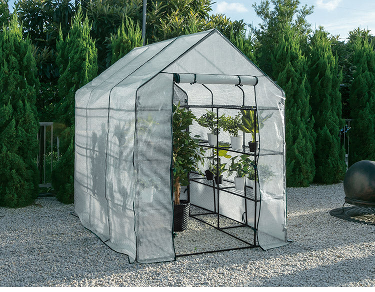 ビニール温室 大型 ラック付き 6段 214cm ブラック 組み立て簡単 工具不要 ビニールハウス サイクルハウス 自転車収納 フラワーラック ガーデンハウス フラワーハウス ラック ベランダ 家庭用