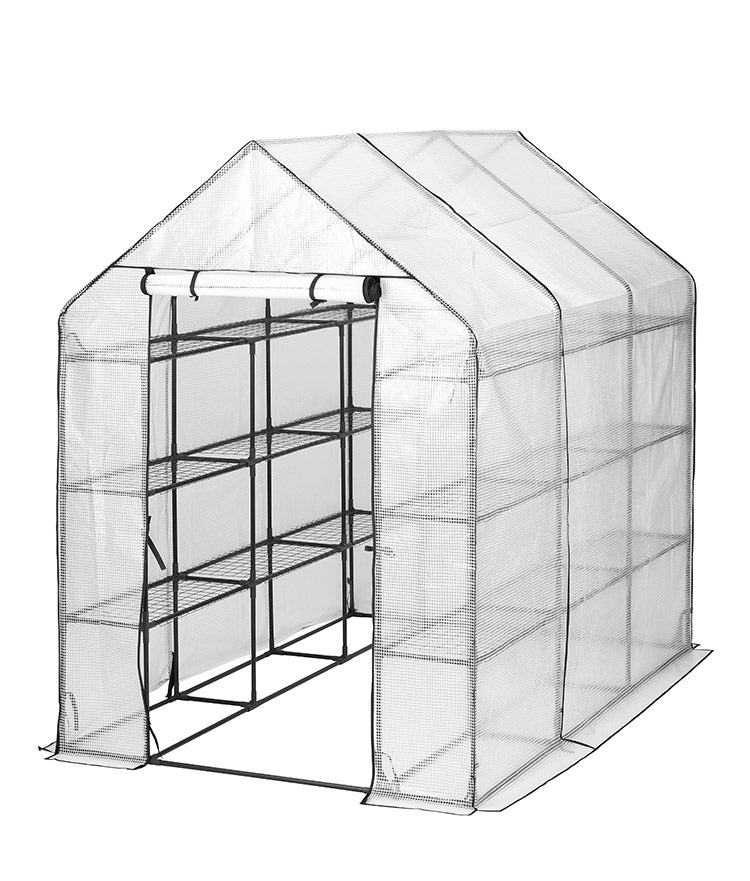 ビニール温室 大型 ラック付き 6段 214cm ブラック 組み立て簡単 工具不要 ビニールハウス サイクルハウス 自転車収納 フラワーラック ガーデンハウス フラワーハウス ラック ベランダ 家庭用