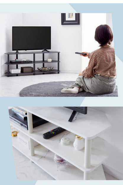 コーナーテレビ台 組み立て簡単 おしゃれな大理石柄 42インチまで対応 テレビラック ローボード テレビボード システムラック おしゃれ かわいい 韓国インテリア オープンラック 棚 シェルフ