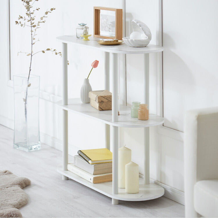 楕円型 オープンラック 組み立て簡単 おしゃれな大理石柄 幅80 3段 ラック システムラック おしゃれ かわいい 韓国インテリア オープンラック 楕円型 棚 シェルフ ディスプレイラック 多目的ラック